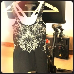 Athleta Black & Grey Comfy Yoga Top